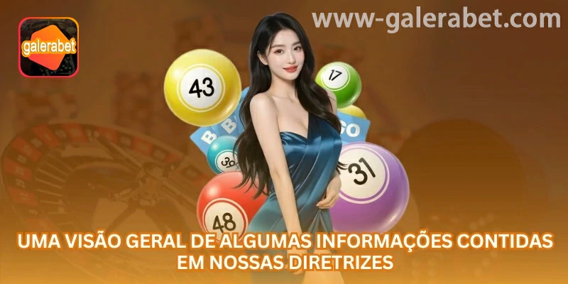 Painel com as áreas abrangidas pelas regras da galerabet